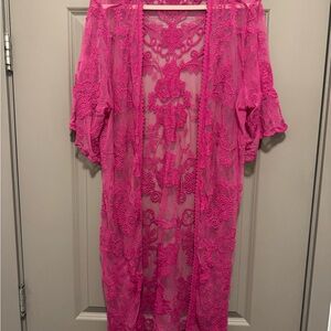 Shyanne Fuchsia Lace Overlay
